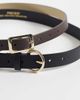 Pieces Pieces 2 pack gold buckle belt in black and chocolate brown - 2