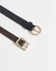 Pieces Pieces 2 pack gold buckle belt in black and chocolate brown - 3