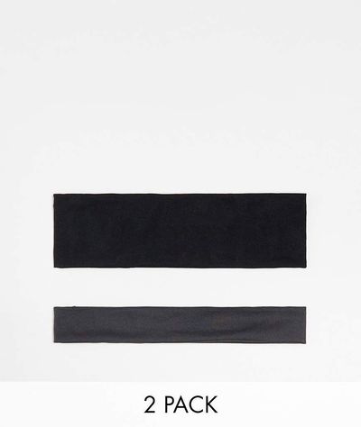Pieces Pieces 2 pack jersey headbands in black & gray-Multi