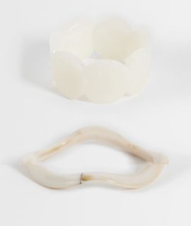 Pieces PIECES 2 pack marble effect bangles in white