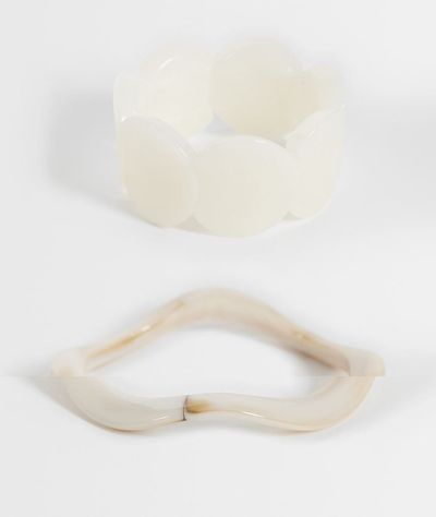 Pieces PIECES 2 pack marble effect bangles in white