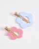 Pieces PIECES 2 pack retro flower hair clips in blue and pink - 1