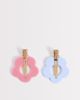 Pieces PIECES 2 pack retro flower hair clips in blue and pink - 3