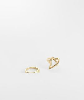 Pieces PIECES 2 pack star and chunky ring set in gold tone
