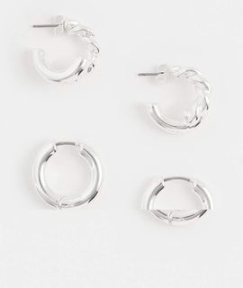Pieces Pieces 2 pack twist hoop earrings in silver tone