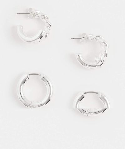 Pieces Pieces 2 pack twist hoop earrings in silver tone