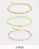Pieces Pieces 3 pack beaded bracelets in multi - 1