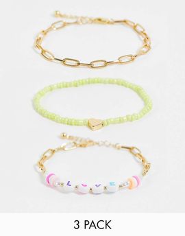 Pieces Pieces 3 pack beaded bracelets in multi