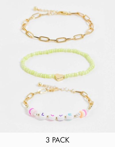 Pieces Pieces 3 pack beaded bracelets in multi
