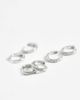 Pieces Pieces 3 pack embellished small chunky hoop earrings in silver tone - 3
