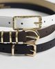 Pieces Pieces 3 pack gold buckle belts in black, brown and white-Multi - 2