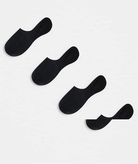 Pieces Pieces 4 pack footsie invisible socks in black