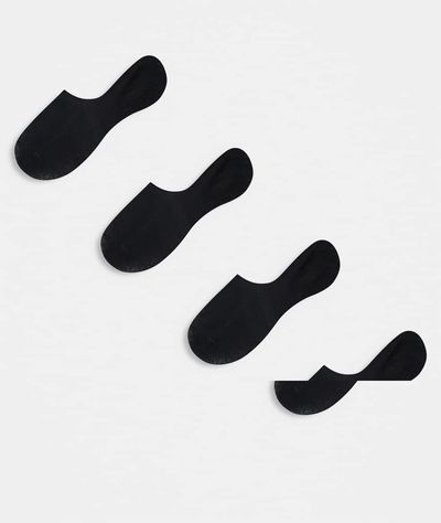 Pieces Pieces 4 pack footsie invisible socks in black