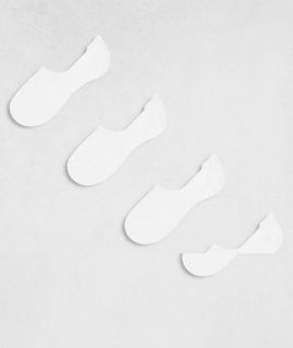 Pieces Pieces 4 pack footsie invisible socks in white