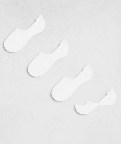 Pieces Pieces 4 pack footsie invisible socks in white