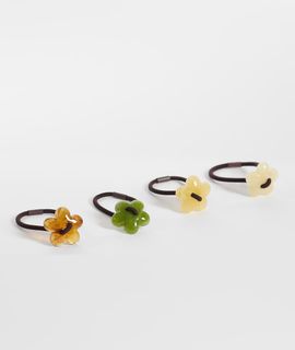 Pieces PIECES 4 pack resin flower hair ties in multi-Black