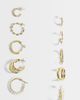 Pieces PIECES 5 pack embellished hoop earrings in gold tone - 1