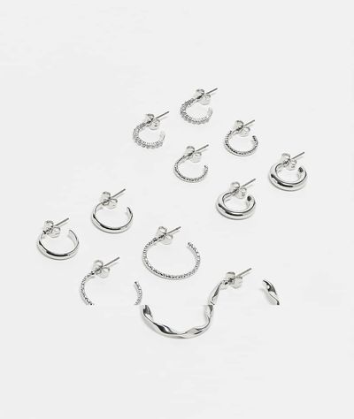 Pieces Pieces 6-pack multi design earrings in silver