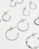 Pieces Pieces 6-pack multi design earrings in silver - 2