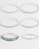 Pieces PIECES 6 pack blue faux stone bangles in silver tone - 1