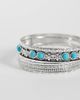 Pieces PIECES 6 pack blue faux stone bangles in silver tone - 3