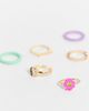 Pieces Pieces 6 pack plastic & charm rings in multi - 3