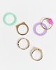 Pieces Pieces 6 pack plastic & charm rings in multi - 4