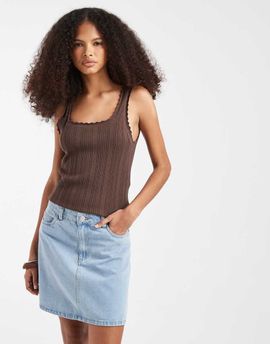 Pieces PIECES a-line mini skirt in light blue denim