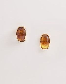 Pieces Pieces amber colored earrings in gold tone