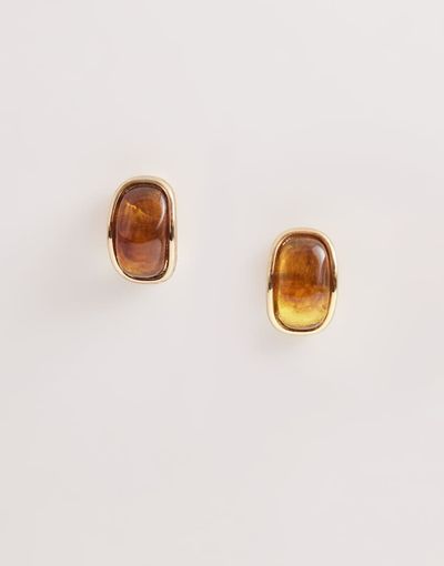 Pieces Pieces amber colored earrings in gold tone