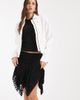 Pieces Pieces asymmetric hem flippy lace mini skirt in white-Black - 3