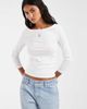 Pieces PIECES boat neck 3/4 sleeve top in white - 1