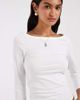Pieces PIECES boat neck 3/4 sleeve top in white - 3