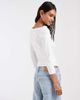 Pieces PIECES boat neck 3/4 sleeve top in white - 4