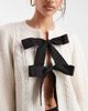 Pieces Pieces cable knit cardigan with constrast bow ties in cream-White - 2