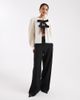 Pieces Pieces cable knit cardigan with constrast bow ties in cream-White - 4