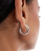 Pieces Pieces chunky double hoop earrings in silver - 3