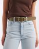 Pieces Pieces chunky gold-tone buckle belt in olive green - 1