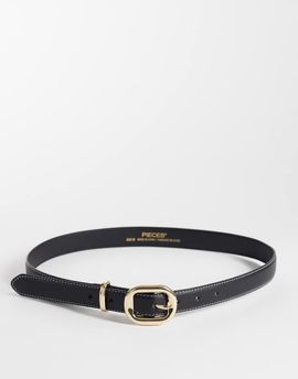 Pieces Pieces chunky gold buckle belt in black