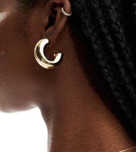 Pieces Pieces chunky hoop earrings in gold
