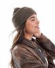 Pieces Pieces chunky ribbed beanie in brown - 1