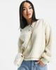 Pieces Pieces contrast stitch teddy sweatshirt in cream-White - 1