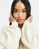 Pieces Pieces contrast stitch teddy sweatshirt in cream-White - 2