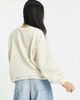 Pieces Pieces contrast stitch teddy sweatshirt in cream-White - 4