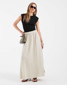 Pieces PIECES cotton maxi skirt in beige-Neutral