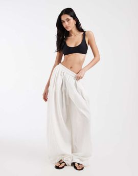 Pieces Pieces crinkle cotton balloon sleeve pants in white