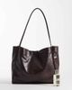 Pieces Pieces crinkle patent faux leather bag in chocolate brown - 2