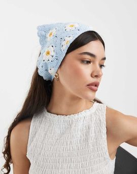 Pieces PIECES crochet daisy floral headband in blue