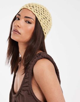 Pieces PIECES crochet festival hat in pastel yellow