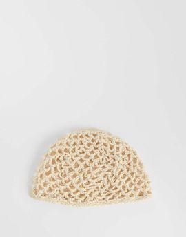 Pieces Pieces crochet hat in cream-White